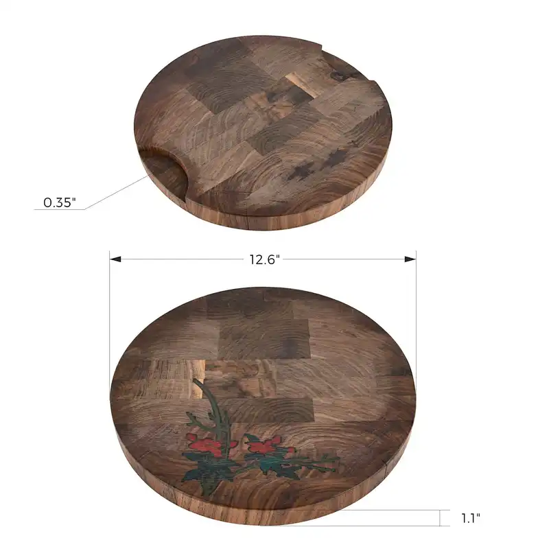 Uweld Round Walnut Wood Cutting Board Serving Board