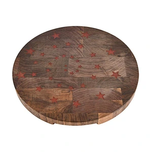 Uweld Round Walnut Wood Cutting Board Serving Plate