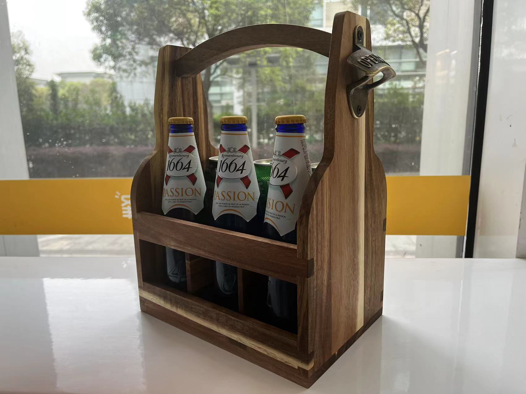 UWELD Beer Caddy Acacia Wood