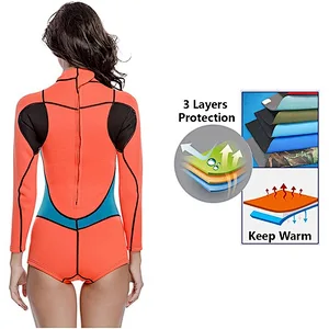 High quality Neoprene Women Neoprene Diving Suit long sleeve Wetsuit for surfing and swimming