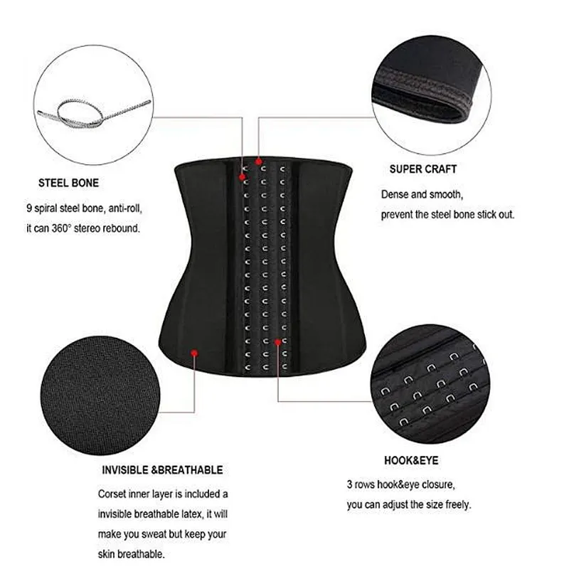 Wholesale Adjustable Latex waist trainer cincher slimming tummy waist belt with zipper