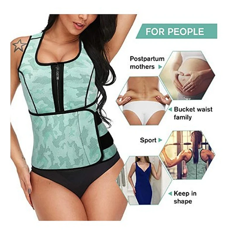 Custom wholesale Women Neoprene waist trainer short Sweat Slimming Vest with belt