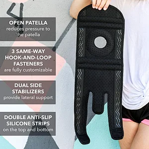 china factory High Quality Open Patella Knee Brace Soft Neoprene Black Knee Brace Support