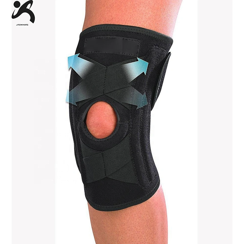 Neoprene waterproof Adjustable Knee Patella Stabilizer hinged Knee support woth straps