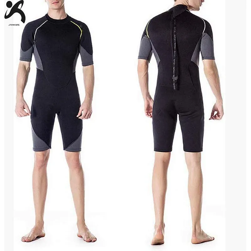 Professional high quality 3-5mm neoprene men wetsuit back zip short sleeve wetsuit for surfing diving swimming