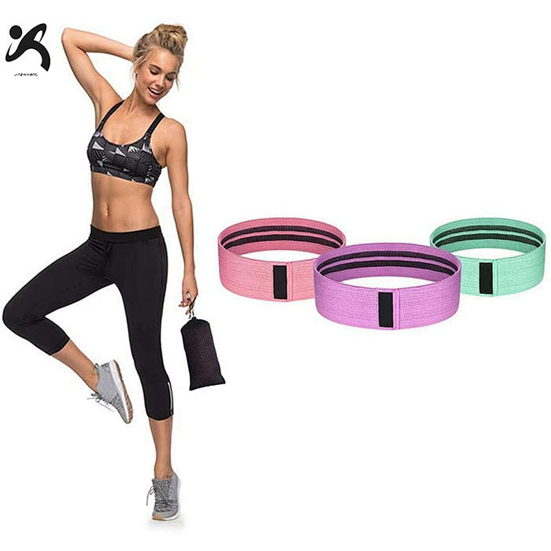 Custom made logo China polyester elastic wholesale resistant bands hip/leg circle strengthen bands