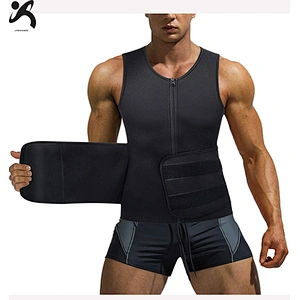 Professional neoprene men shaperwear sauna waist trainer vest with waist trimmer belt