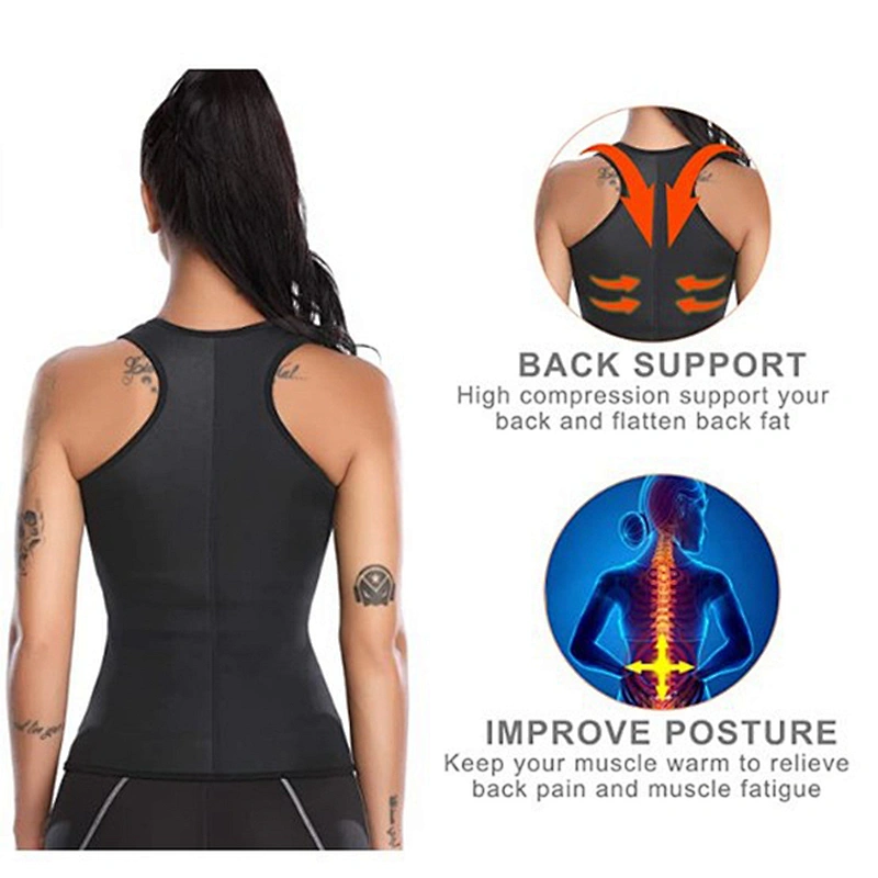 Private label neoprene Sweat Shaper Sauna waist trainer Vest with zipper