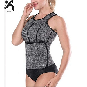 Amazon hot sell neoprene zipper shapewear tops vest with waist trainer belt for women