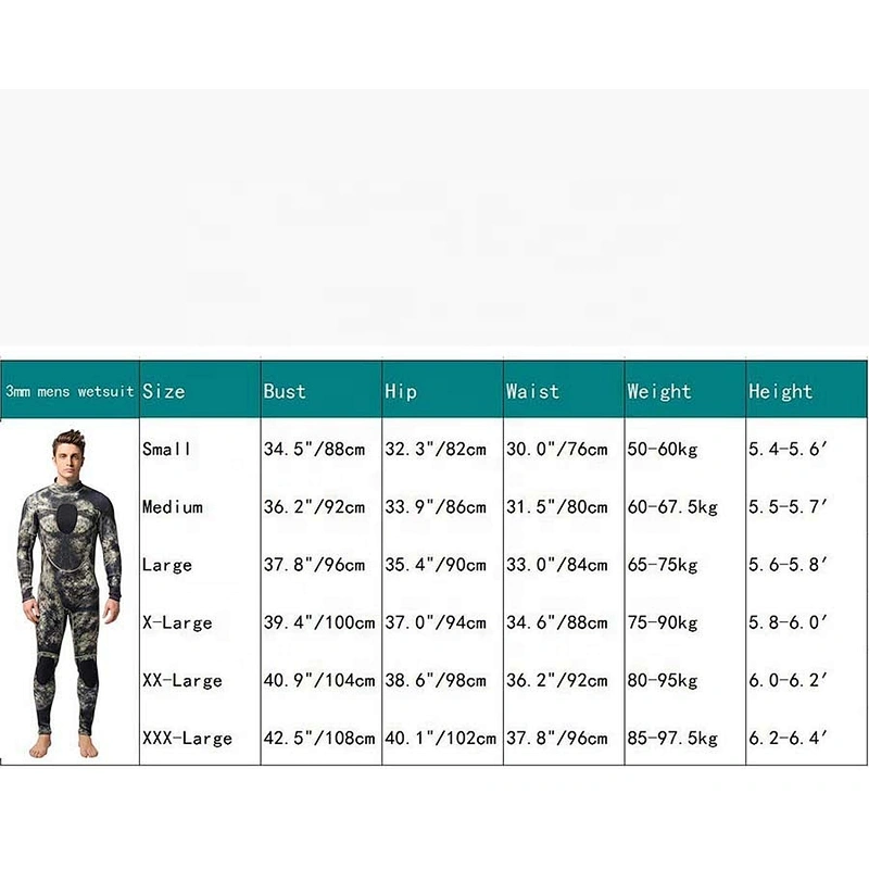 OEM 3mm/4mm/5mm Neoprene Diving Suit Sportswear Thermal Swimsuit Wetsuit for Men