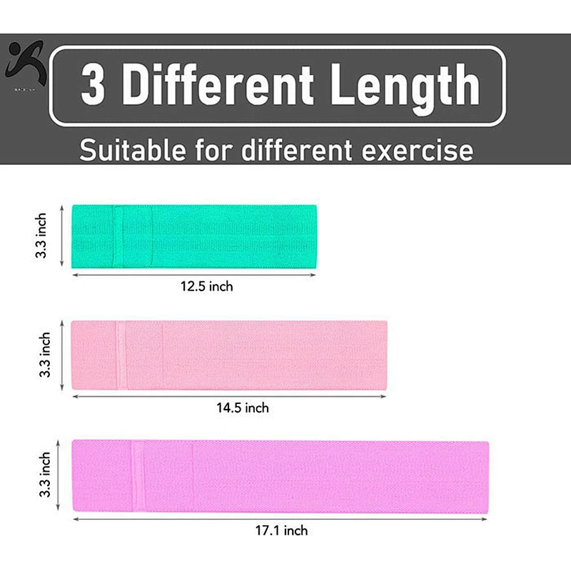 China Custom LogoSport fitness anti-slip cotton polyester adjustable elastic exercise fitness hip booty fabric resistance bands