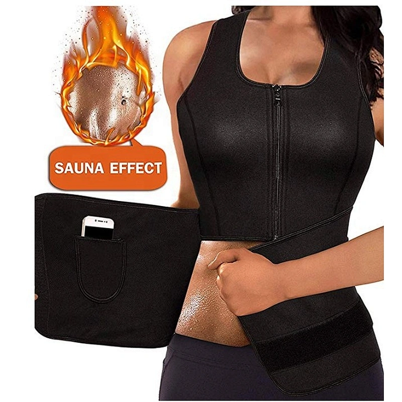 Amazon hot sell neoprene zipper Waist Trainer Slimming Vest with adjustable waist trimmer belt