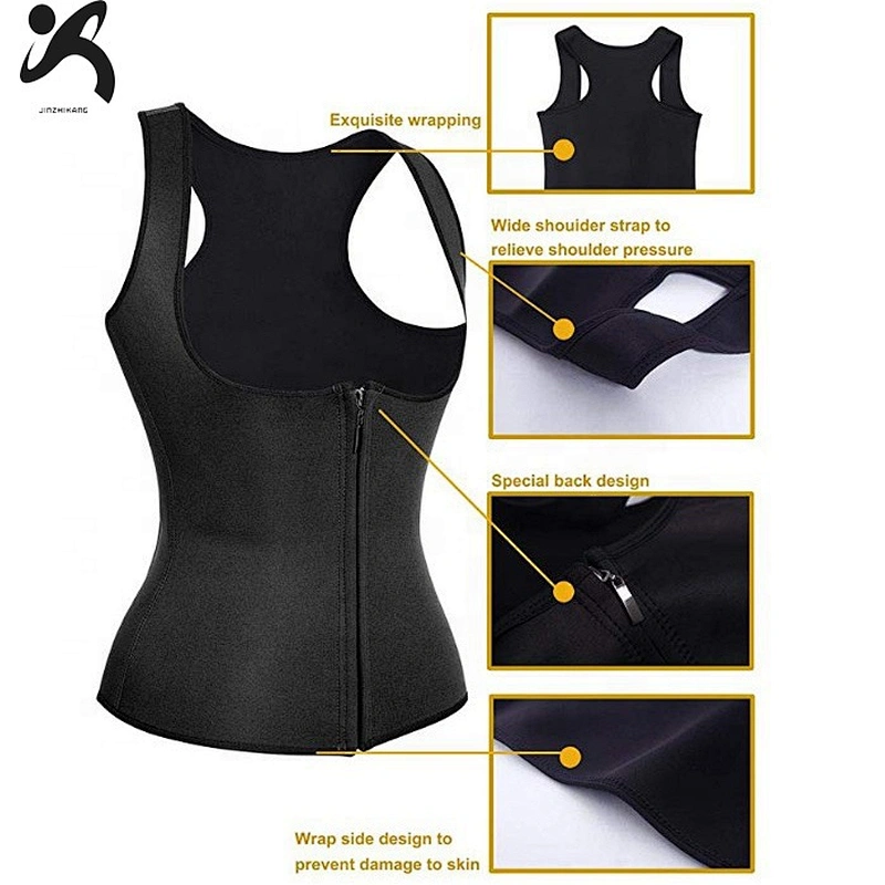 Amazon hot sell neoprene waist trainer corset zipper shapewear tops vest for women