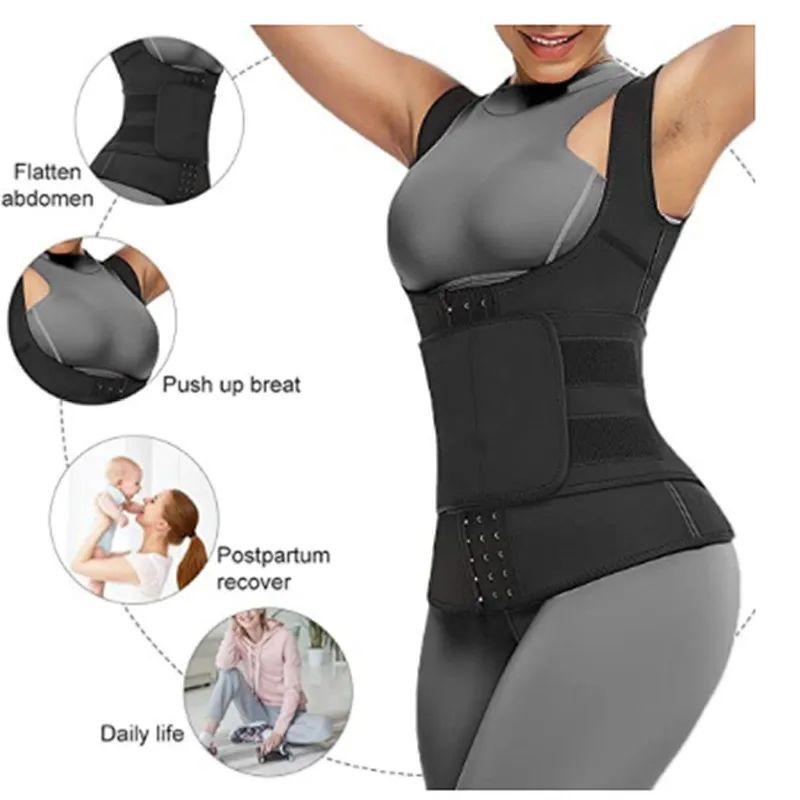 Hot Sale Neoprene Waist Trainer corset Waist Training Steel Boned workout waist slimming vest with belt
