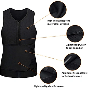 Professional neoprene men shaperwear sauna waist trainer vest with waist trimmer belt