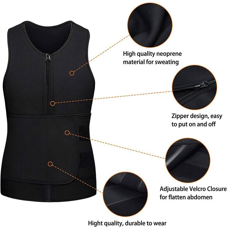 Professional neoprene men shaperwear sauna waist trainer vest with waist trimmer belt