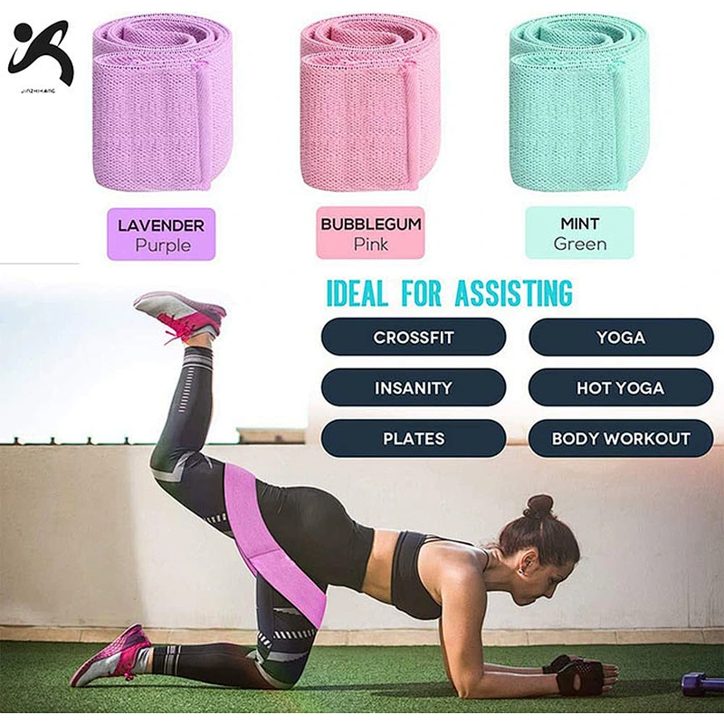 Custom made logo China polyester elastic wholesale resistant bands hip/leg circle strengthen bands