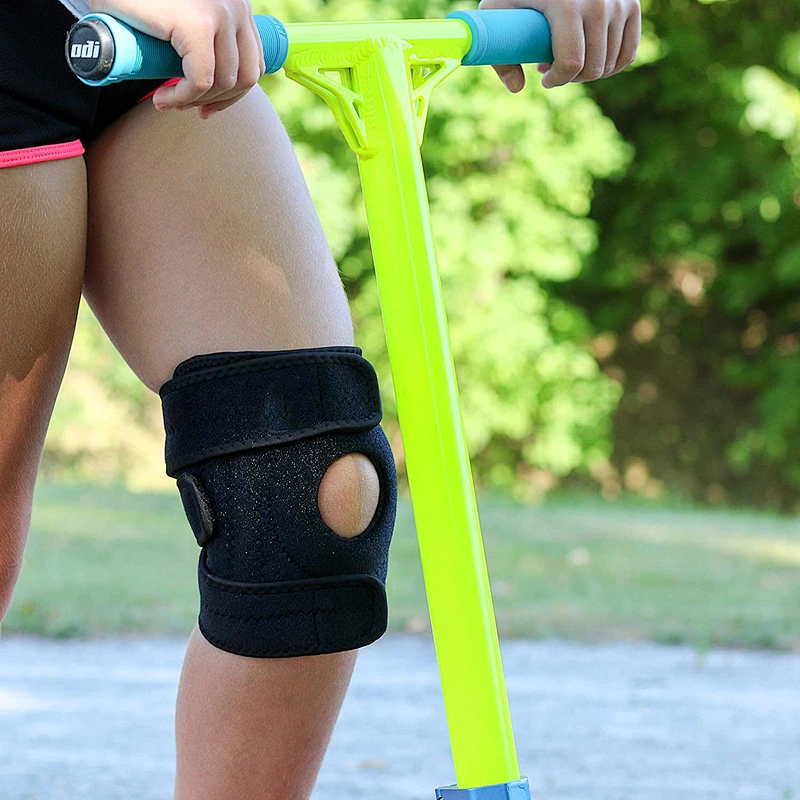 china factory High Quality Open Patella Knee Brace Soft Neoprene Black Knee Brace Support