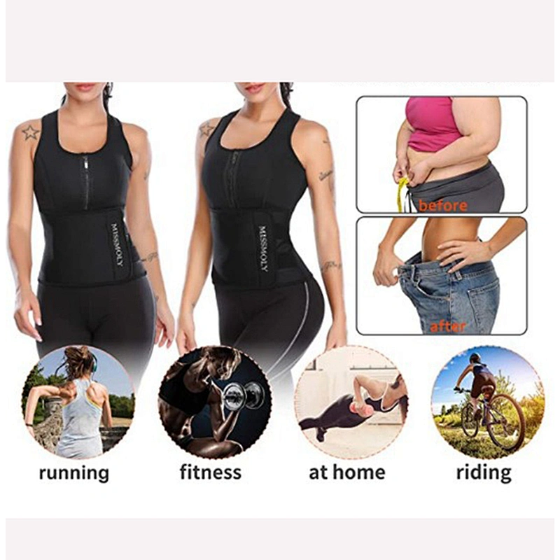 Private label neoprene Sweat Shaper Sauna waist trainer Vest with zipper