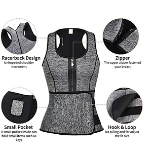 Private label neoprene Sweat Shaper Sauna waist trainer Vest with zipper