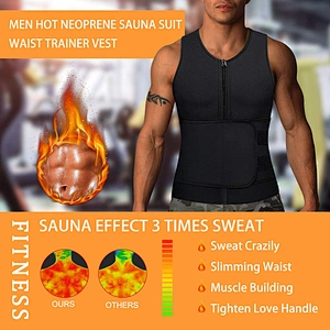 Professional neoprene men shaperwear sauna waist trainer vest with waist trimmer belt
