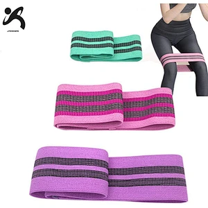 China Custom LogoSport fitness anti-slip cotton polyester adjustable elastic exercise fitness hip booty fabric resistance bands