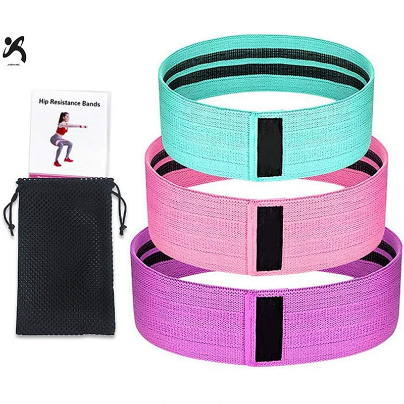 Custom made logo China polyester elastic wholesale resistant bands hip/leg circle strengthen bands