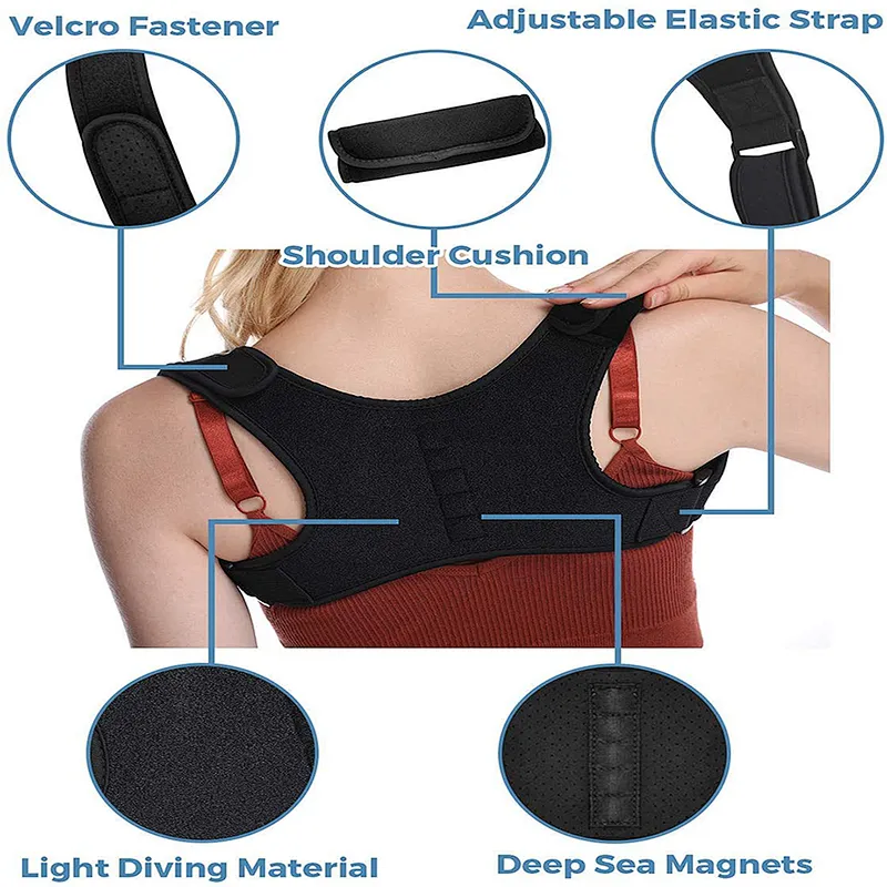 Neoprene adjustable Back Brace Posture Corrector back shoulder Posture Support with armpit pad
