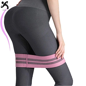 China Custom LogoSport fitness anti-slip cotton polyester adjustable elastic exercise fitness hip booty fabric resistance bands