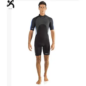 Professional high quality 3-5mm neoprene men wetsuit back zip short sleeve wetsuit for surfing diving swimming