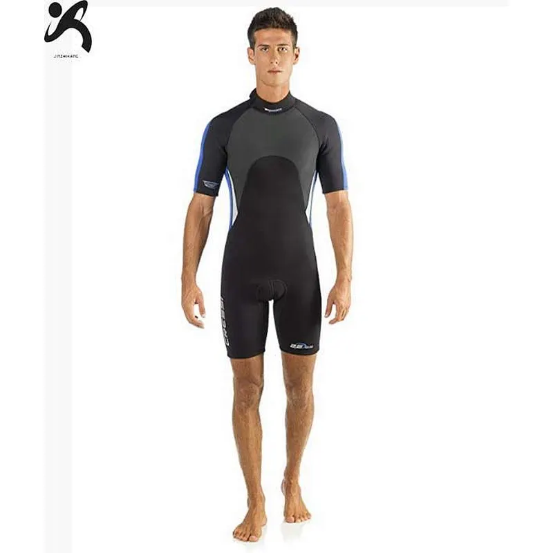 Professional high quality 3-5mm neoprene men wetsuit back zip short sleeve wetsuit for surfing diving swimming