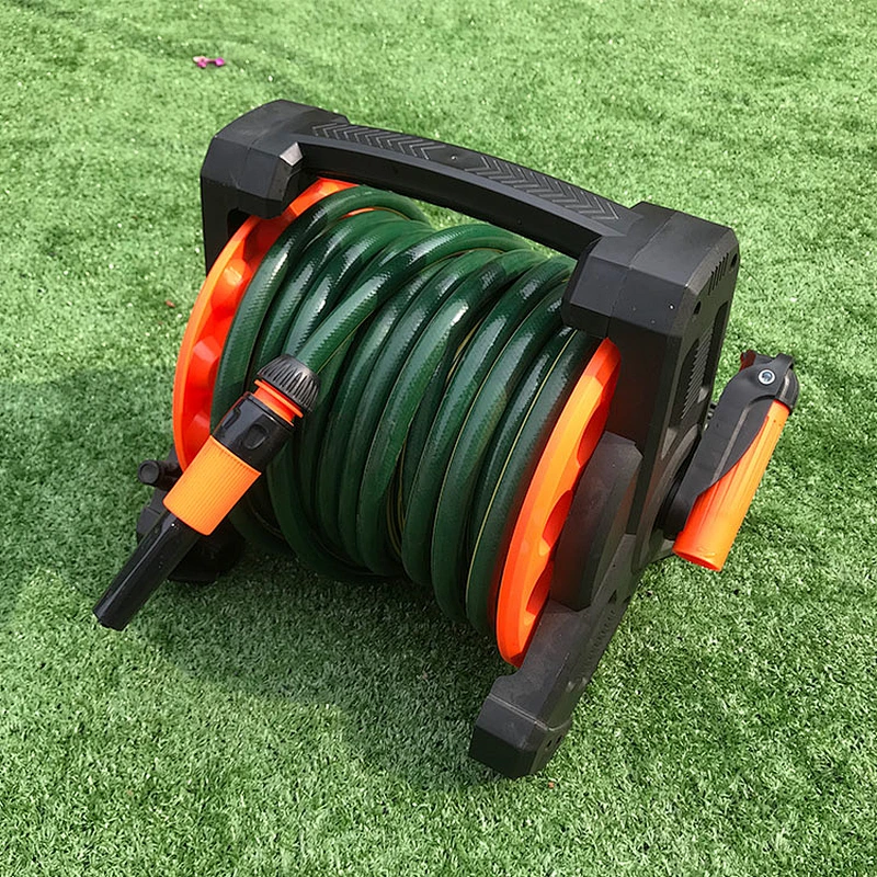 Garden ABS Plastic Strong Stability Water Hose Reel Cart With One Sided Rotating Handle