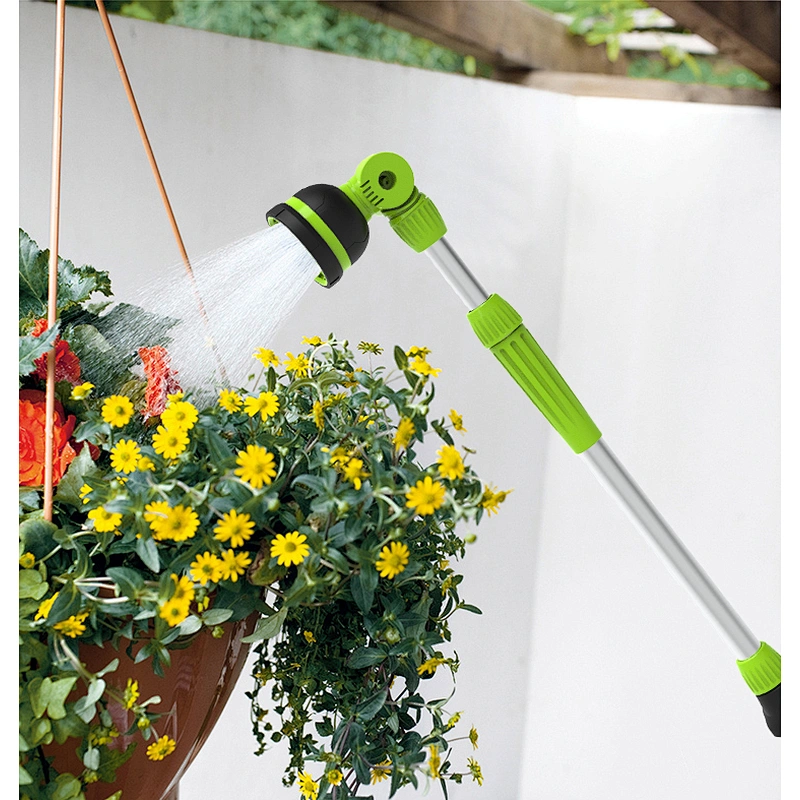 8 pattern telescopic watering wand irrigation adjustable soft rubber coated body insulated handle garden hose sprays water wand