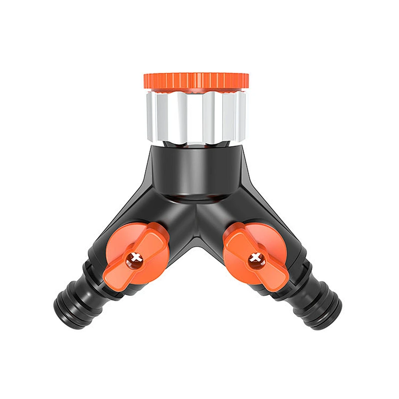 Garden New Plastic Two Way Hose Pipe Quick Connector With Valve