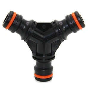 Three way snap-on plastic water meter connector