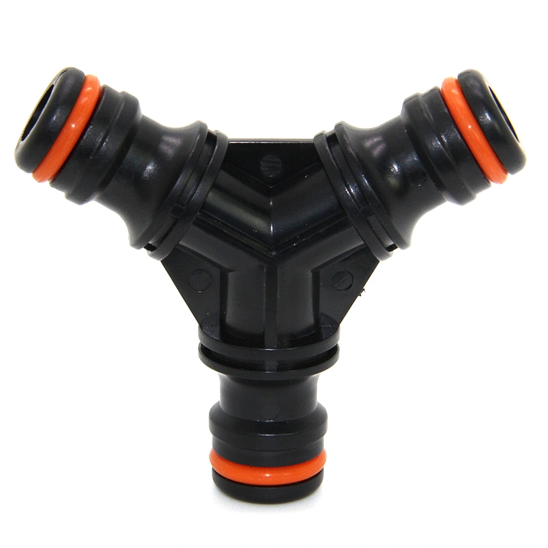 Three way snap-on plastic water meter connector