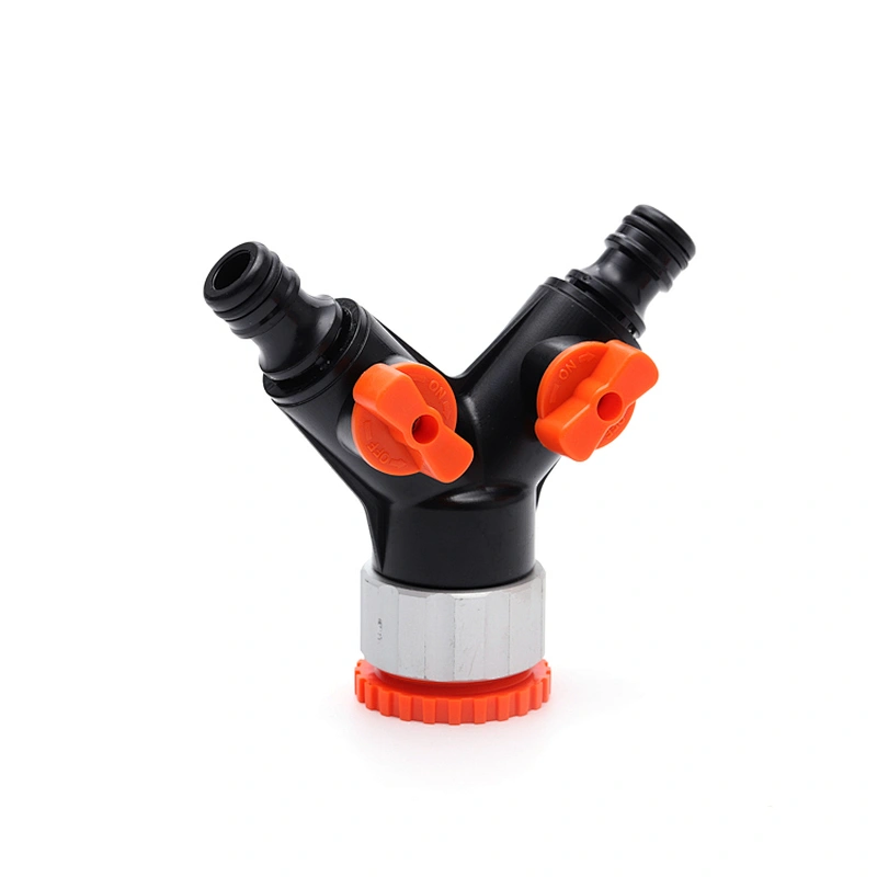Garden New Plastic Two Way Hose Pipe Quick Connector With Valve