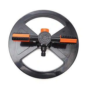 Plastic 360 Degree Rotating Two Arm Water Lawn Irrigation Sprinkler With Round Base