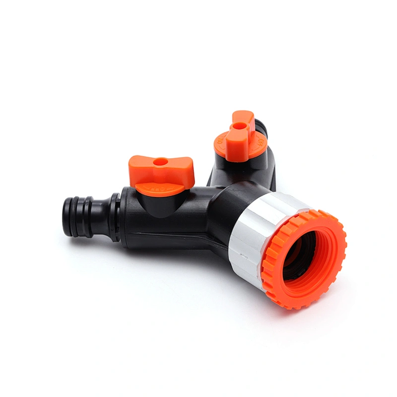 Garden New Plastic Two Way Hose Pipe Quick Connector With Valve