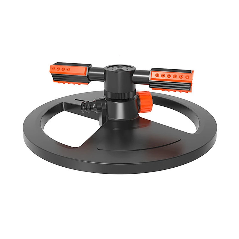 Plastic 360 Degree Rotating Two Arm Water Lawn Irrigation Sprinkler With Round Base