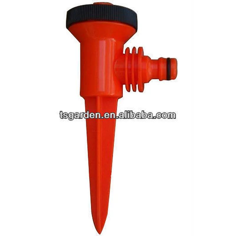 red plastic spike sprinkler