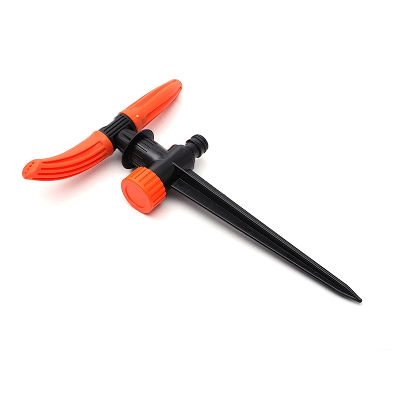 2 Arms 360 Degree Round Circle Plastic Rotary Irrigation Sprinkler With Spike