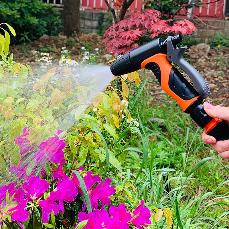 Heavy Duty High Pressure Garden Adjustable water Hose Nozzle 8 Way different Patterns Spray Gun Set