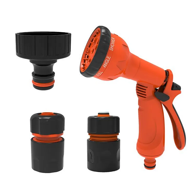 Garden ABS Plastic Flexible Hose Adjustable Nozzle High Pressure Water Spray Gun With Combo Set