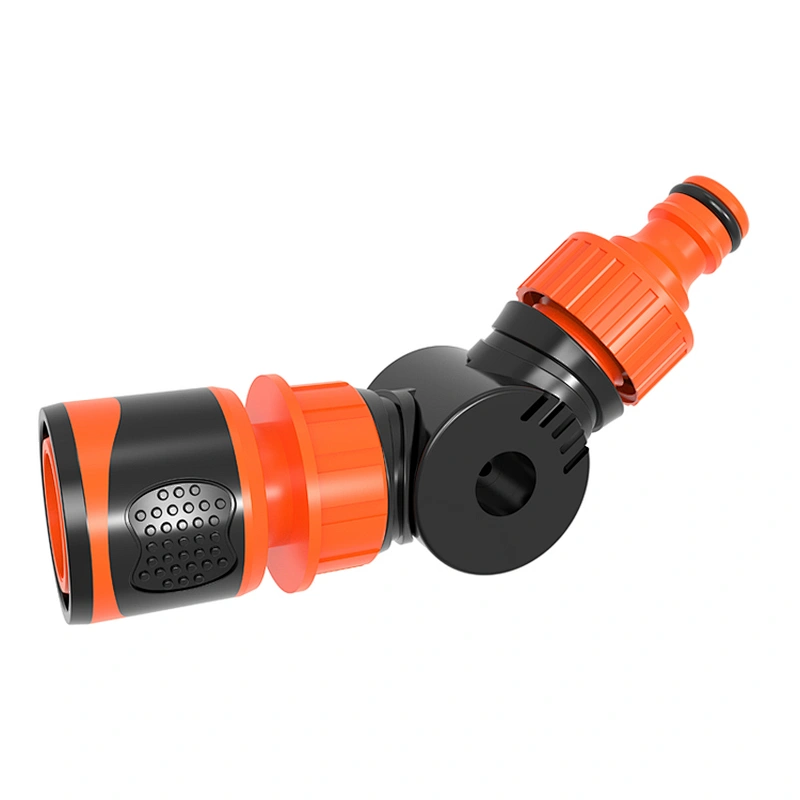 Top quality garden fittings plastic irrigation hose water angled tap connector with stop