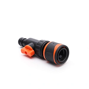 Soft Rubber Coever Water Hose Quick Connector With Manual Valve