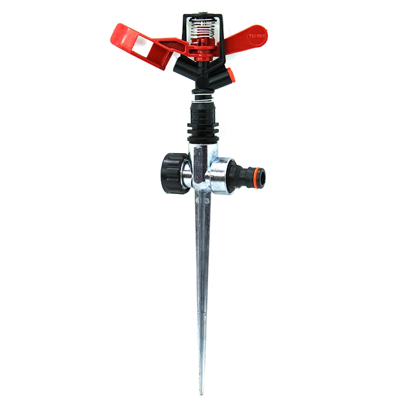 Plastic Impact Lawn Irrigation Agriculture Sprinkler Equipment With Metal Spike