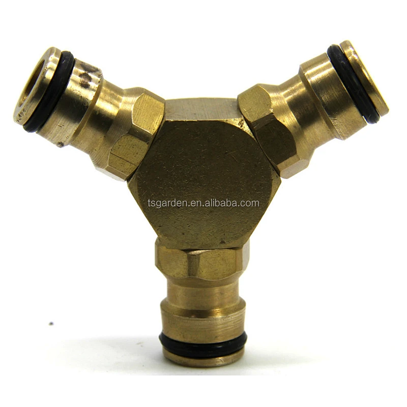 three way hose connector brass