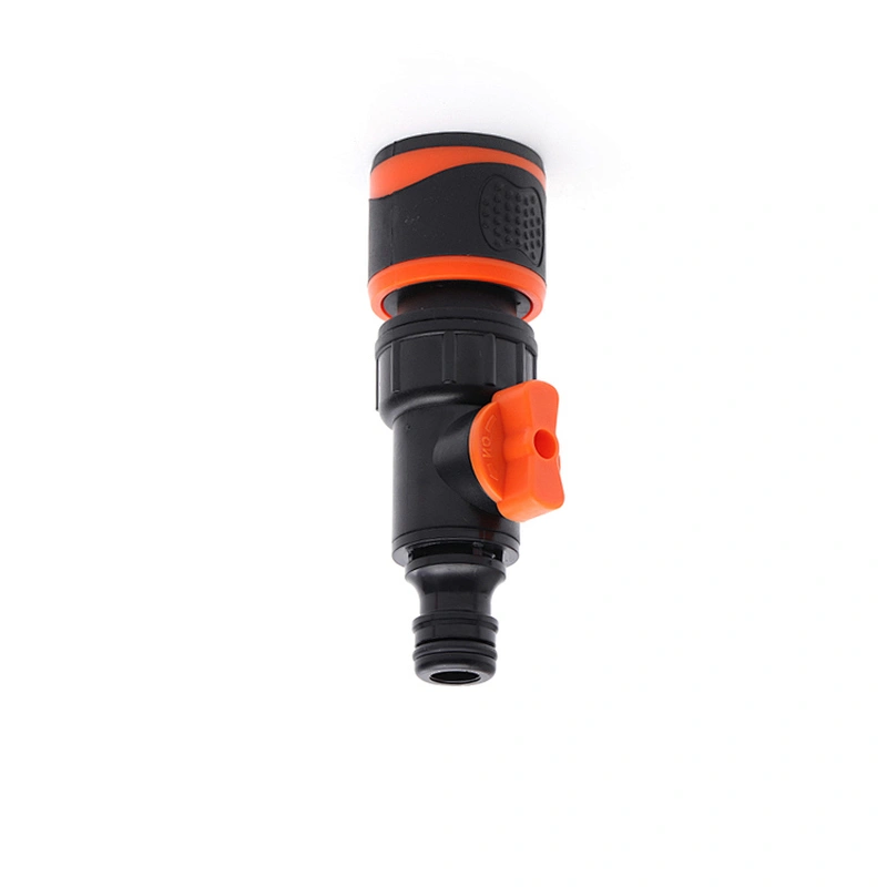 Soft Rubber Coever Water Hose Quick Connector With Manual Valve