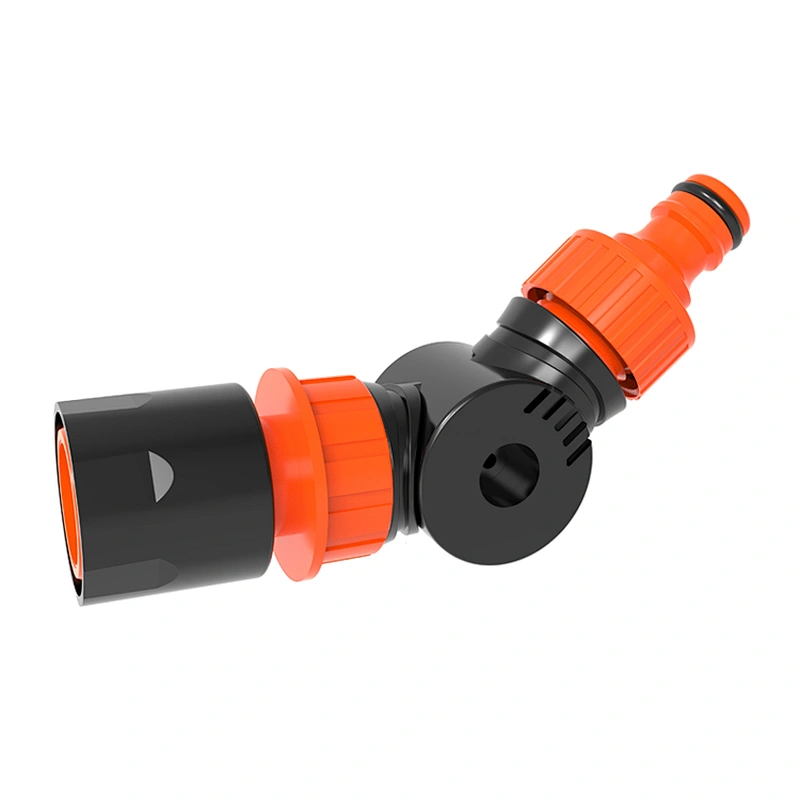 Latest popularity garden accessories ABS plastic water irrigation hose angled tap connector with stop